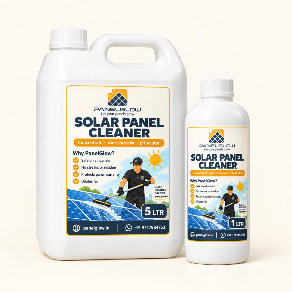 PanelGlow Solar Panel Cleaner, 5-litre can and 1-litre bottle